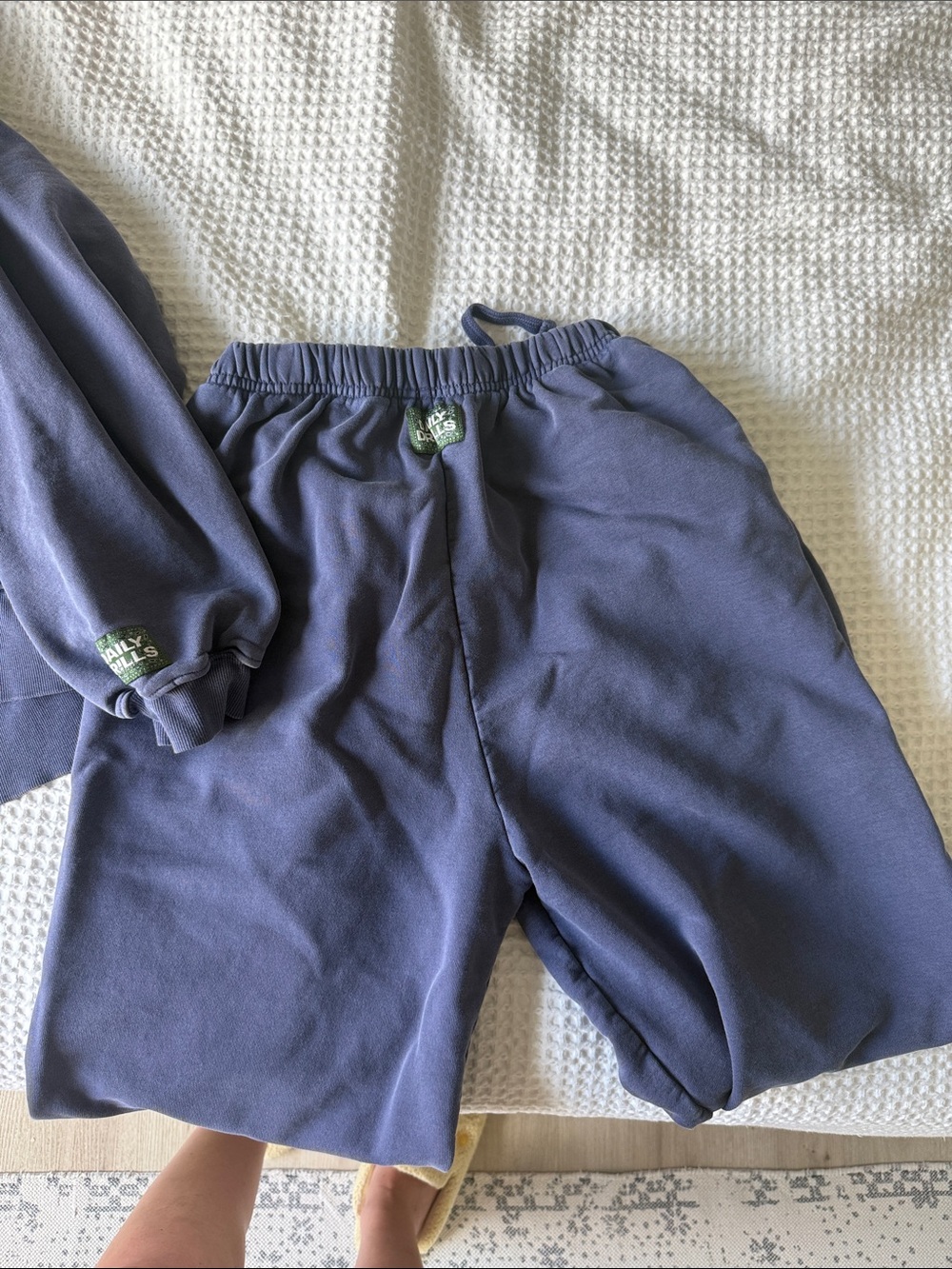 Daily Drills Oversized Hoodie and Joggers- Sunbleached Navy with Bandana Patch - Picture 2 of 8